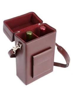 ROYCE New York Leather Double Wine Carrying Case Black