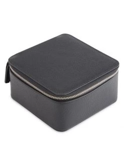 ROYCE New York Zipper Leather Travel Jewelry Case For Men Navy