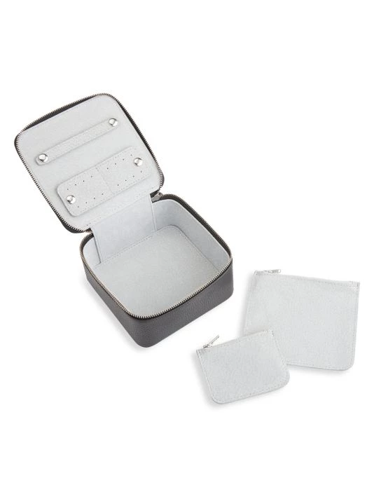 ROYCE New York Zipper Leather Travel Jewelry Case For Men Navy 2 ROYCE New York Zipper Leather Travel Jewelry Case For Men Navy - Image 2