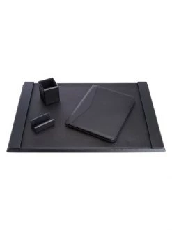 ROYCE New York Suede Lined Executive 4-Piece Desk Accessory Set