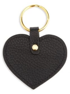 ROYCE New York Heart-Shaped Leather Key Chain Tan