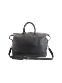 ROYCE New York Medium Leather Duffel Bag Navy Blue