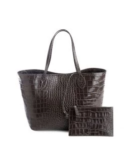 ROYCE New York Croc-Embossed Leather Tote