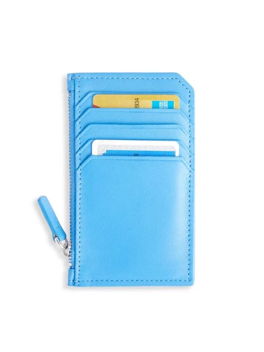 ROYCE New York Zip Leather Card Wallet Bright Pink 1 ROYCE New York Zip Leather Card Wallet Bright Pink