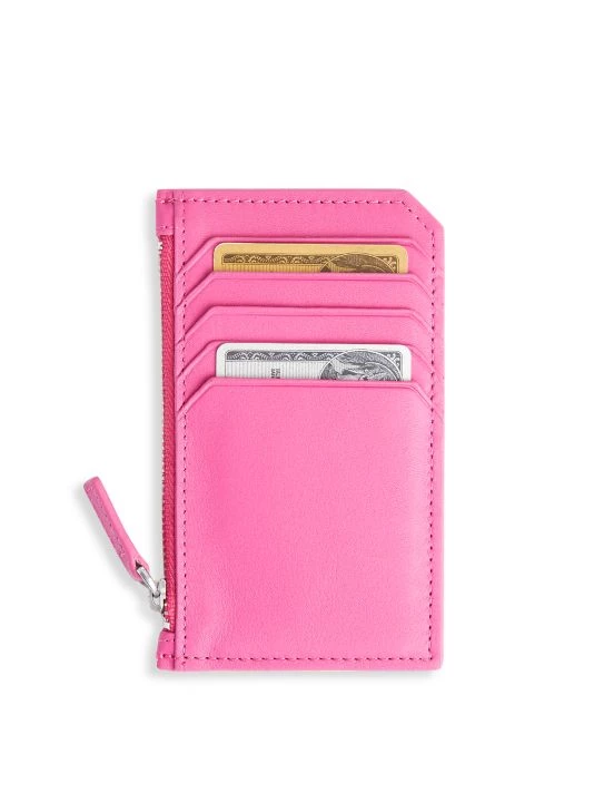 ROYCE New York Zip Leather Card Wallet Bright Pink 5 ROYCE New York Zip Leather Card Wallet Bright Pink - Image 5
