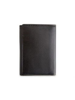 Royce New York Tri-Fold Leather Wallet Black