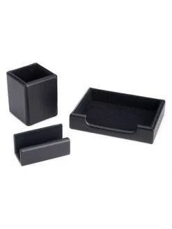 ROYCE New York Suede Lined Executive 3-Piece Desk Accessory Set