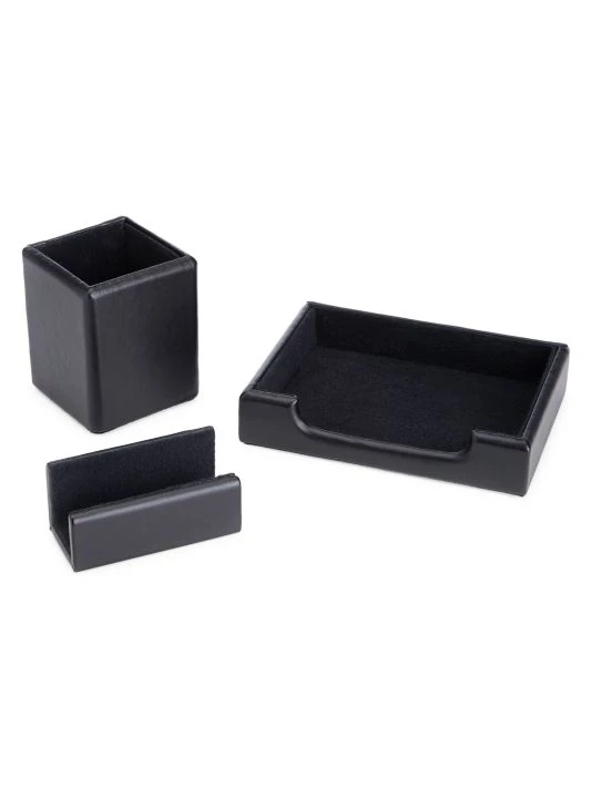 ROYCE New York Suede Lined Executive 3-Piece Desk Accessory Set 1 ROYCE New York Suede Lined Executive 3-Piece Desk Accessory Set