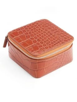 ROYCE New York Croc-Embossed Leather Jewelry Case Black