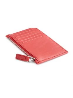 ROYCE New York Zip Leather Card Wallet Blush Pink