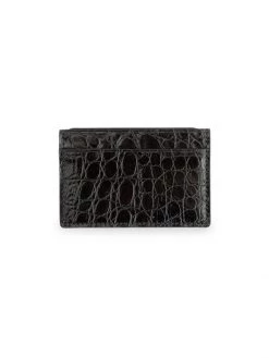ROYCE New York Croc-Embossed Leather Card Case Light Grey